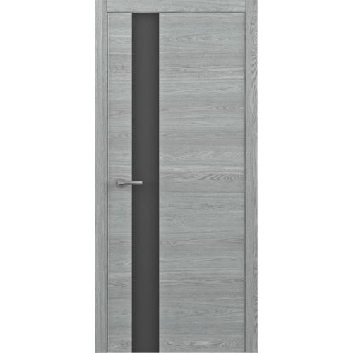 Межкомнатная дверь Albero, Статус G, с алюминиевой кромкой. Цвет - дуб скальный. Лакобель черный.