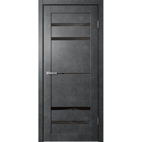 Межкомнатная дверь Сибирь Профиль, Barn 3. Цвет - бетон темный. Стекло - лакобель черный.
