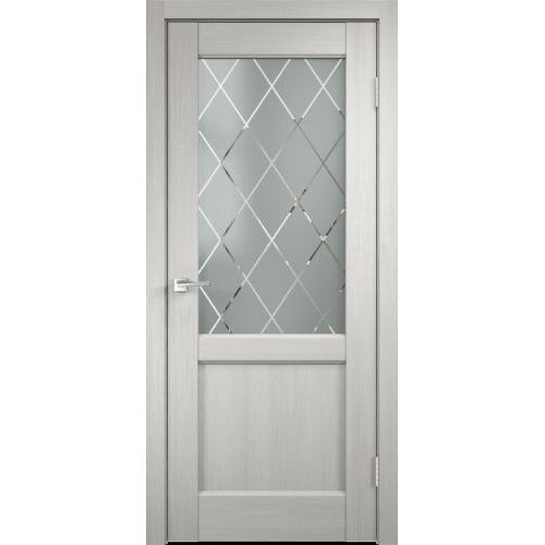 Межкомнатная дверь Velldoris, Classico 3 2V, стекло "Ромб светлый". Цвет - дуб белый.