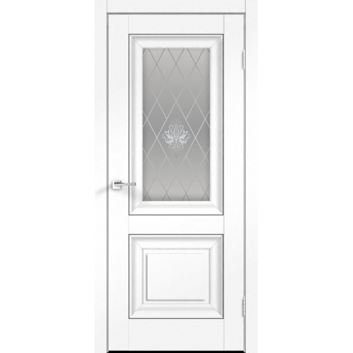Межкомнатная дверь Velldoris, Alto 7V, стекло "Кристалл серебро". Цвет - ясень белый структурный.