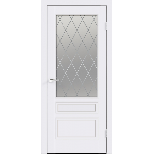 Межкомнатная дверь Velldoris, Scandi 3V, стекло "Ромб светлый". Цвет - белый.