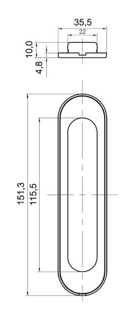 Комплект ручек для раздвижных дверей Tixx SDH 501. Схема.