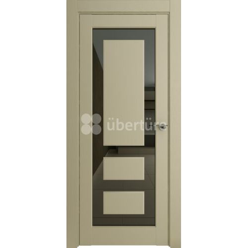 Межкомнатная дверь Uberture (Убертюре), Нео ПДО 00005. Цвет - серена керамик. Стекло - лакобель черный.