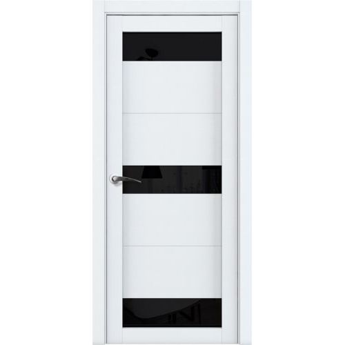 Межкомнатная дверь Uberture (Убертюре), Унилайн ПДО 30005. Цвет - велюр белый. Стекло - лакобель черный.