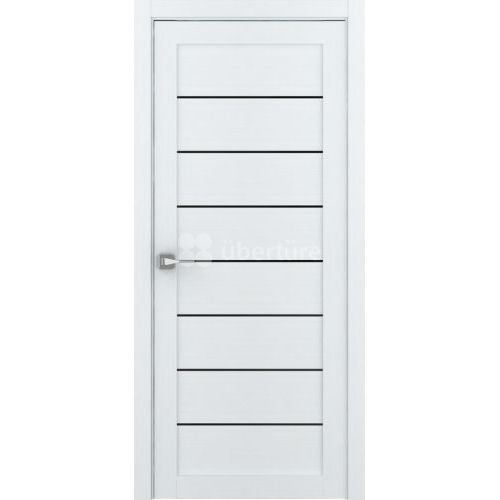 Межкомнатная дверь Uberture (Убертюре), Лайт ПДО 2125. Цвет - велюр белый. Стекло - лакобель черный.
