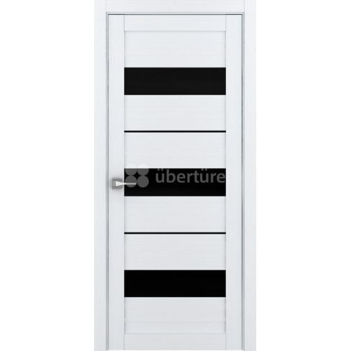 Межкомнатная дверь Uberture (Убертюре), Лайт ПДО 2126. Цвет - велюр белый. Стекло - лакобель черный.