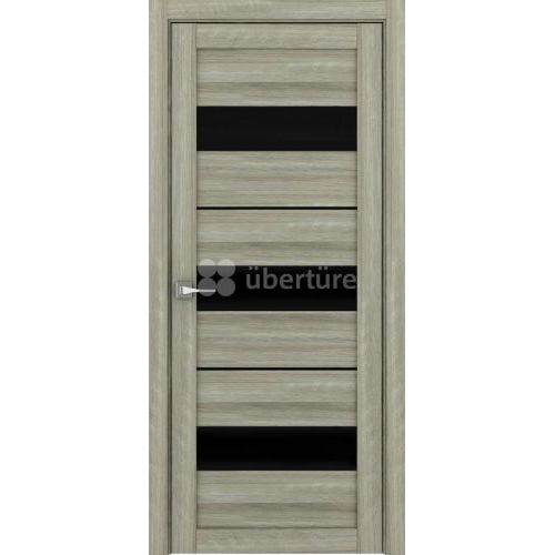 Межкомнатная дверь Uberture (Убертюре), Лайт ПДО 2126. Цвет - велюр серый. Стекло - лакобель черный.
