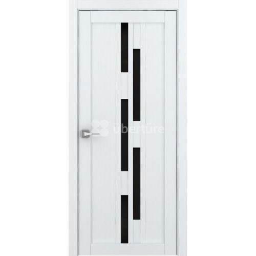 Межкомнатная дверь Uberture (Убертюре), Лайт ПДО 2198. Цвет - велюр белый. Стекло - лакобель черный.