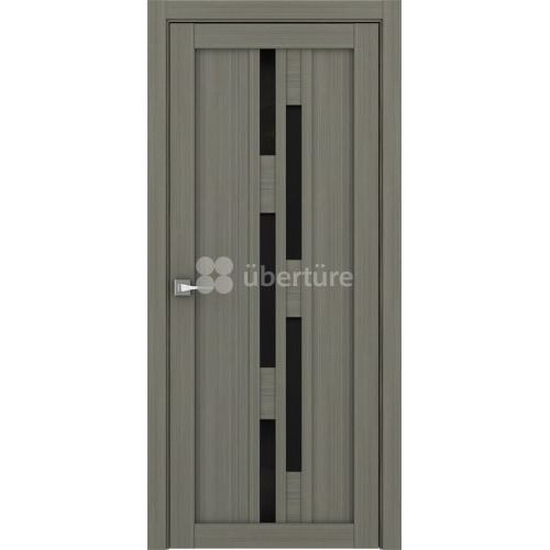 Межкомнатная дверь Uberture (Убертюре), Лайт ПДО 2198. Цвет - велюр графит. Стекло - лакобель черный.