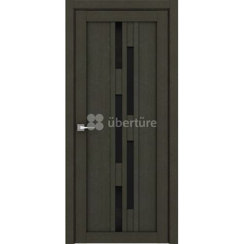 Межкомнатная дверь Uberture (Убертюре), Лайт ПДО 2198. Цвет - велюр шоко. Стекло - лакобель черный.