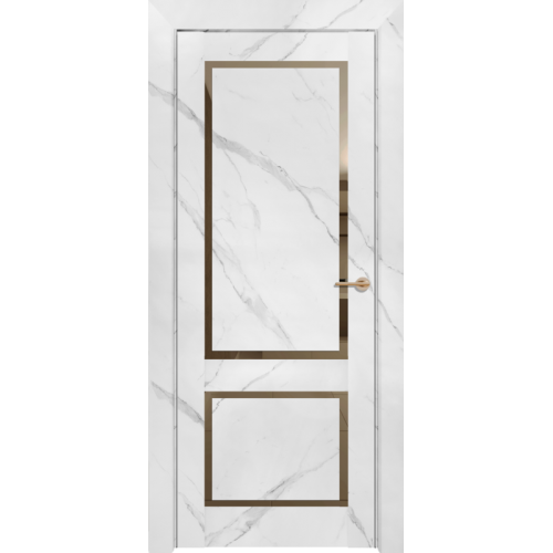 Межкомнатная дверь Uberture (Убертюре), Нео Лофт. Цвет - монте белый. Стекло - зеркало бронза.