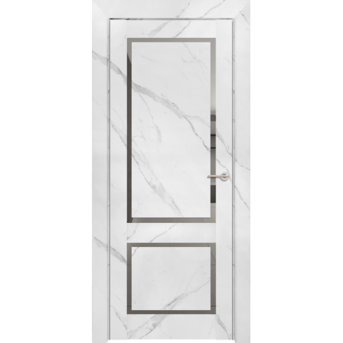 Межкомнатная дверь Uberture (Убертюре), Нео Лофт. Цвет - монте белый. Стекло - зеркало серое.