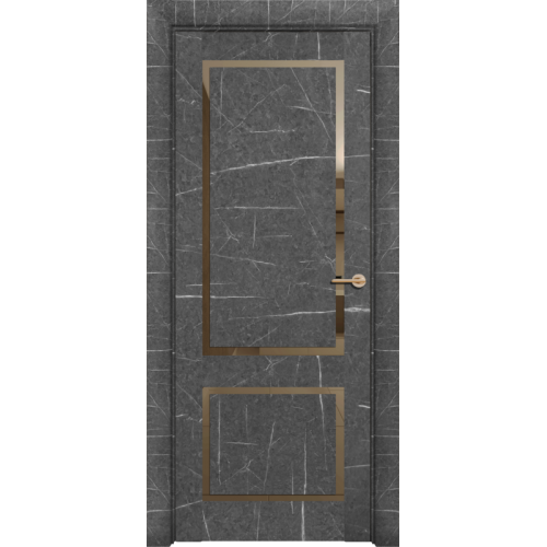 Межкомнатная дверь Uberture (Убертюре), Нео Лофт. Цвет - торос графит. Стекло - зеркало бронза.