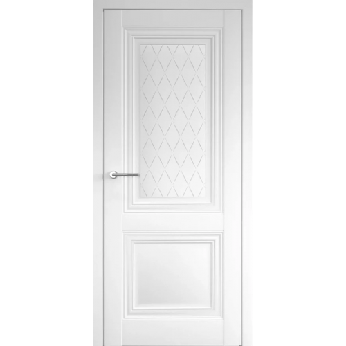 Межкомнатная дверь Albero, Империя, Спарта 2, стекло "Лорд" серый лак. Цвет - белый.