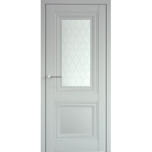 Межкомнатная дверь Albero, Империя, Спарта 2, стекло "Лорд" серый лак. Цвет - платина.