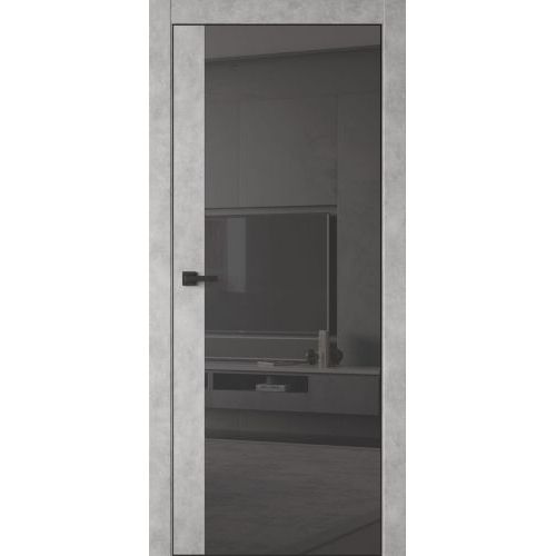 Межкомнатная дверь Гармония, S 09 ПО, с алюминиевой кромкой. Стекло - зеркало графит.