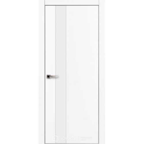 Межкомнатная дверь Юкка, Платинум 05 ПО, с алюминиевой кромкой. Стекло - лакобель белый.