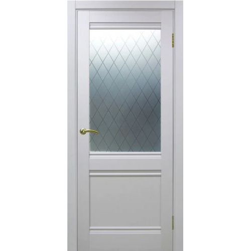 Межкомнатная дверь Optima Porte, Турин 502U.21 У. Цвет - белый лед. Стекло "Кристалл" с алмазной гравировкой.