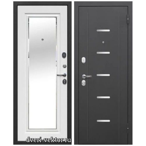 Входная дверь Ferroni, 7,5 см Гарда Зеркало Фацет, серебро / белый ясень (new)