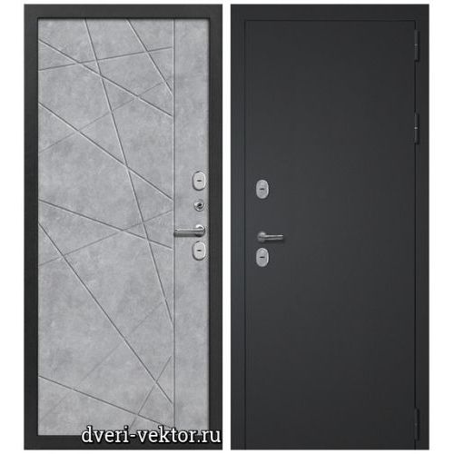 Входная дверь Волга Бункер, Термо Лайт, черный муар / бетон серый