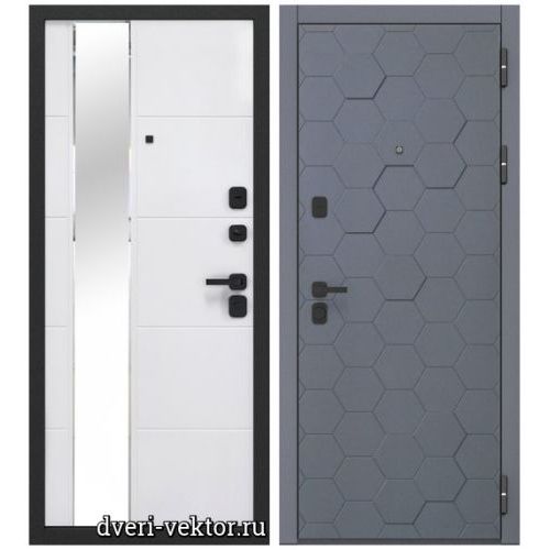 Входная дверь Ferroni Luxor, Люксор 2 МДФ 3D, сатин графит / белый софт