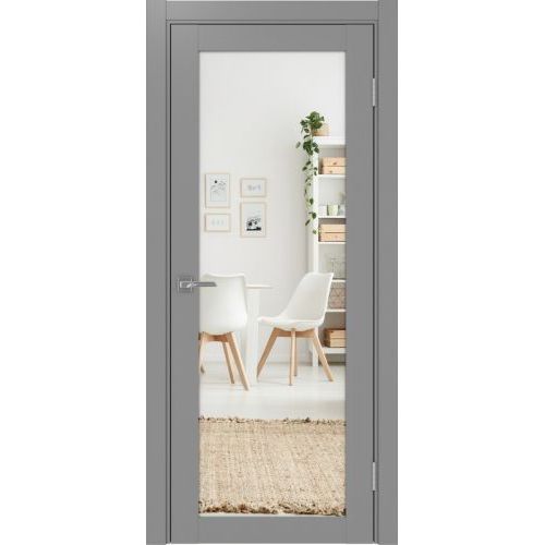 Межкомнатная дверь Optima Porte, Турин 501.1. Цвет - серый. Зеркало с одной стороны.