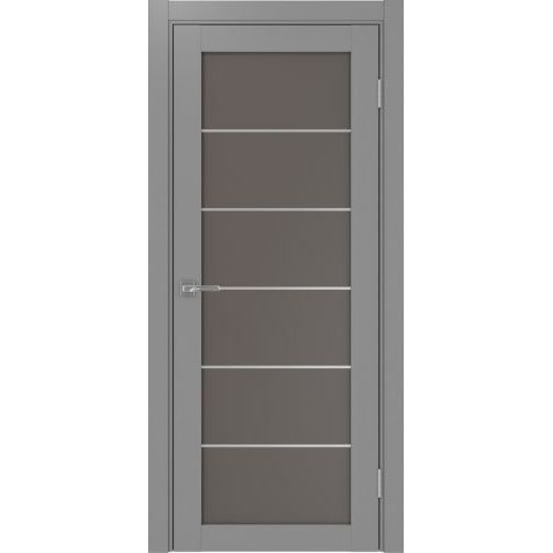 Межкомнатная дверь Optima Porte, Турин 501.2 АСС. Цвет - серый. Молдинг хром. Стекло - бронза.