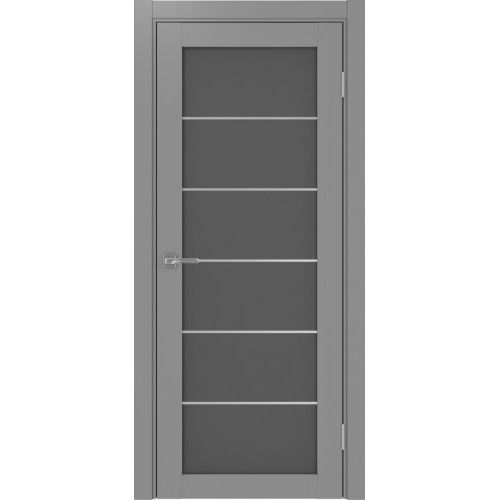 Межкомнатная дверь Optima Porte, Турин 501.2 АСС. Цвет - серый. Молдинг хром. Стекло - графит.