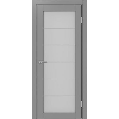 Межкомнатная дверь Optima Porte, Турин 501.2 АСС. Цвет - серый. Молдинг хром. Стекло - матовое.