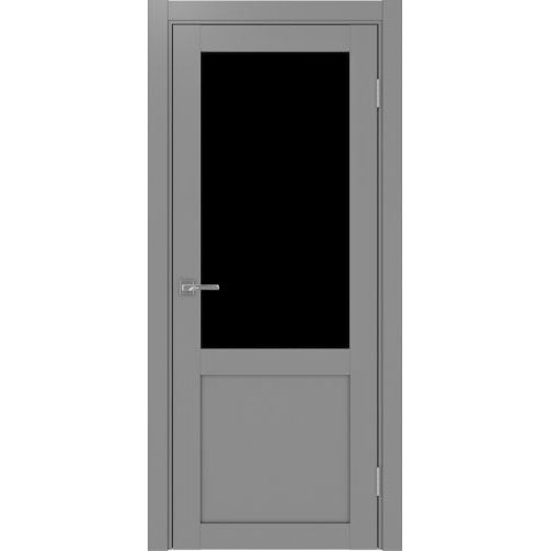 Межкомнатная дверь Optima Porte, Турин 502.21. Цвет - серый. Стекло - лакобель черный.