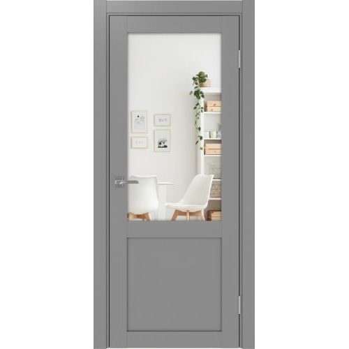 Межкомнатная дверь Optima Porte, Турин 502.21. Цвет - серый. Зеркало.