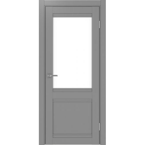 Межкомнатная дверь Optima Porte, Турин 502U.21 У. Цвет - серый. Стекло - лакобель белый.