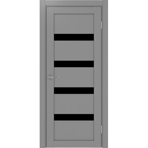 Межкомнатная дверь Optima Porte, Турин 505.12. Цвет - серый. Стекло - лакобель черный.