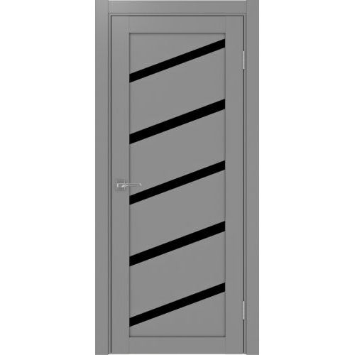 Межкомнатная дверь Optima Porte, Турин 506.112 У. Цвет - серый. Стекло - лакобель черный.