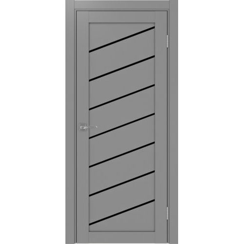 Межкомнатная дверь Optima Porte, Турин 508.112 У. Цвет - серый. Стекло - лакобель черный.