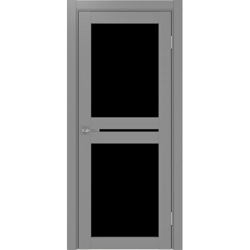 Межкомнатная дверь Optima Porte, Турин 520.222. Цвет - серый. Стекло - лакобель черный.