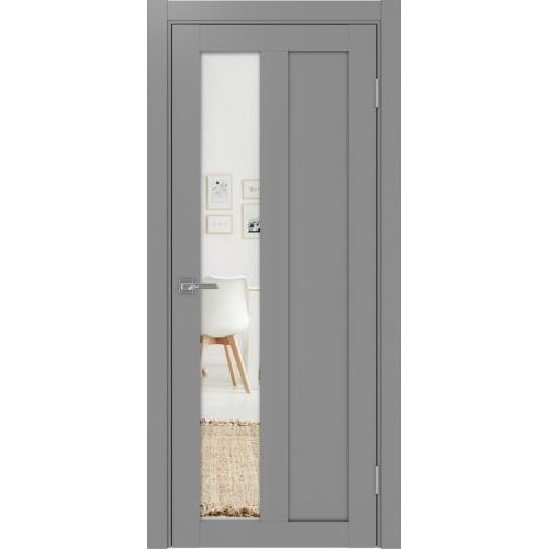 Межкомнатная дверь Optima Porte, Турин 521.21. Цвет - серый. Зеркало.