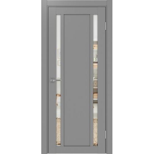 Межкомнатная дверь Optima Porte, Турин 522.212. Цвет - серый. Зеркало.