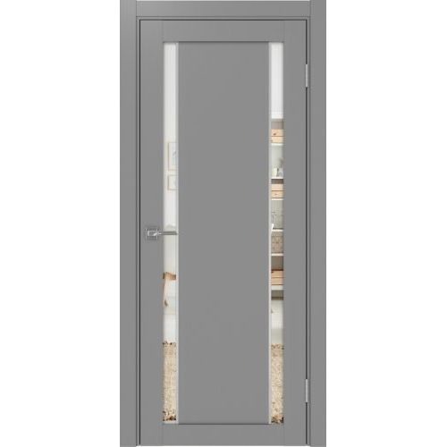 Межкомнатная дверь Optima Porte, Турин 522.212 АПП. Молдинг хром. Цвет - серый. Зеркало.