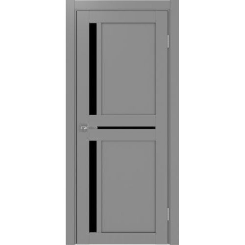 Межкомнатная дверь Optima Porte, Турин 523.221. Цвет - серый. Стекло - лакобель черный.