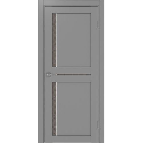 Межкомнатная дверь Optima Porte, Турин 523.221 АПС. Цвет - серый. Молдинг хром. Стекло - пунта бронза.