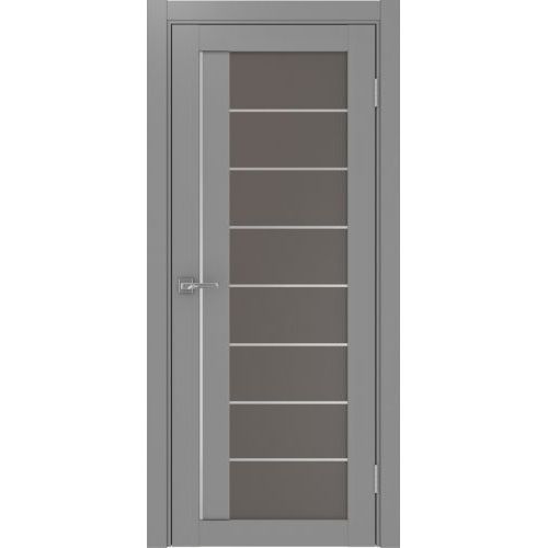 Межкомнатная дверь Optima Porte, Турин 524.22 АСС. Цвет - серый. Молдинг хром. Стекло - бронза.