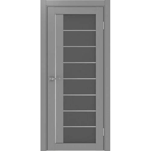 Межкомнатная дверь Optima Porte, Турин 524.22 АСС. Цвет - серый. Молдинг хром. Стекло - графит.