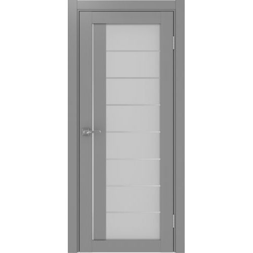 Межкомнатная дверь Optima Porte, Турин 524.22 АСС. Цвет - серый. Молдинг хром. Стекло - матовое.