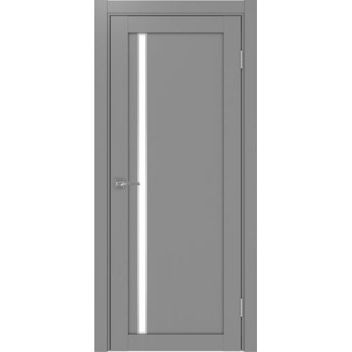 Межкомнатная дверь Optima Porte, Турин 527.121 АПС. Цвет - серый. Лакобель белый. Молдинг хром.