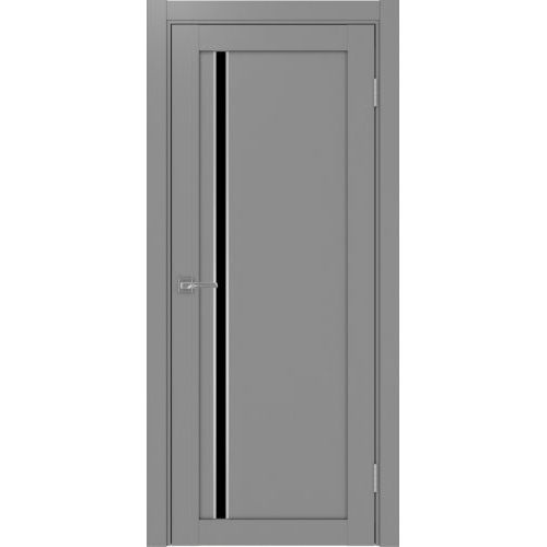 Межкомнатная дверь Optima Porte, Турин 527.121 АПС. Цвет - серый. Лакобель черный. Молдинг хром.