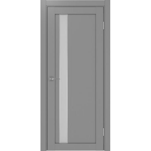 Межкомнатная дверь Optima Porte, Турин 528.121 АПС. Цвет - серый. Стекло - матовое. Молдинг хром.