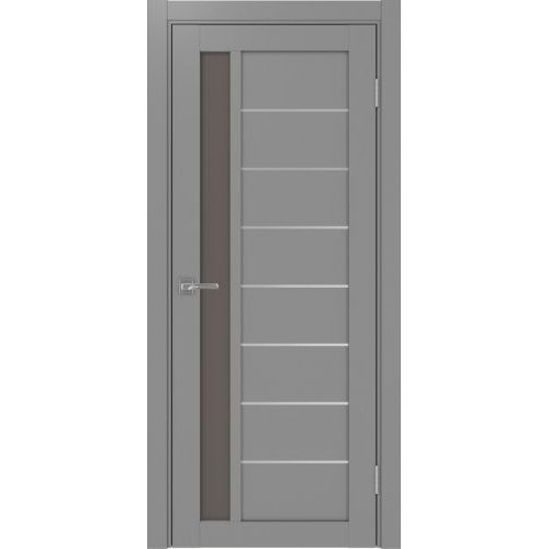 Межкомнатная дверь Optima Porte, Турин 554.21 АПП. Цвет - серый.  Стекло - бронза. Молдинг хром.