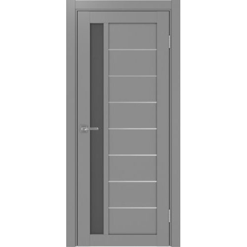 Межкомнатная дверь Optima Porte, Турин 554.21 АПП. Цвет - серый.  Стекло - графит. Молдинг хром.