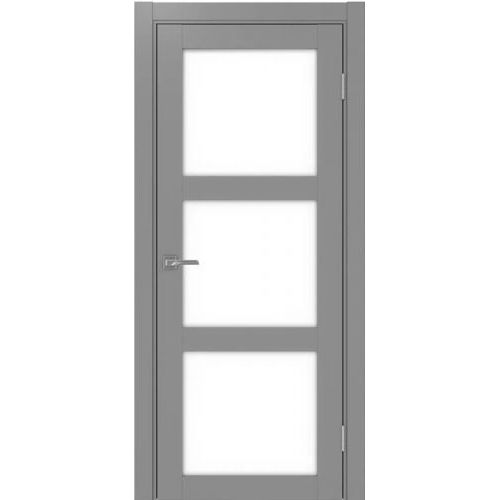 Межкомнатная дверь Optima Porte, Турин 530.222. Цвет - серый. Стекло - лакобель белый.